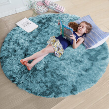 (Tye Dye Teal, 120 x 120 cm (4 x 4 ft)_Round Rug ) Thick Shaggy Non Slip Rugs Living Room Area Rugs Hallway Runner Round Rugs & Door Mats