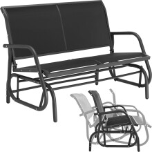 Garden Swing Bench rocking chair 2 Seat easy care robust metall black