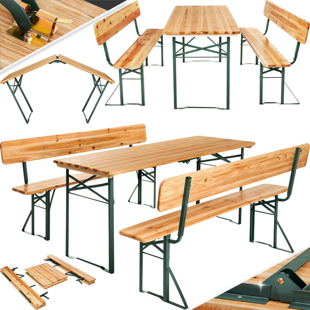 Garden Table and Chairs Picnic Bench Furniture Set Wooden Folding Dining Metal