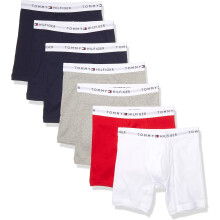 Tommy Hilfiger Herrunderkläder i bomull - Megapack med boxerkalsonger, 3 marinblå, 2 grå, 1 röd, 1 vit, Medium