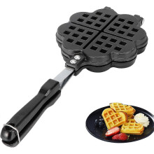 (As show, One size) Cast Iron Stove Top Waffle Maker Pan - Portable Camping Breakfast Cookware
