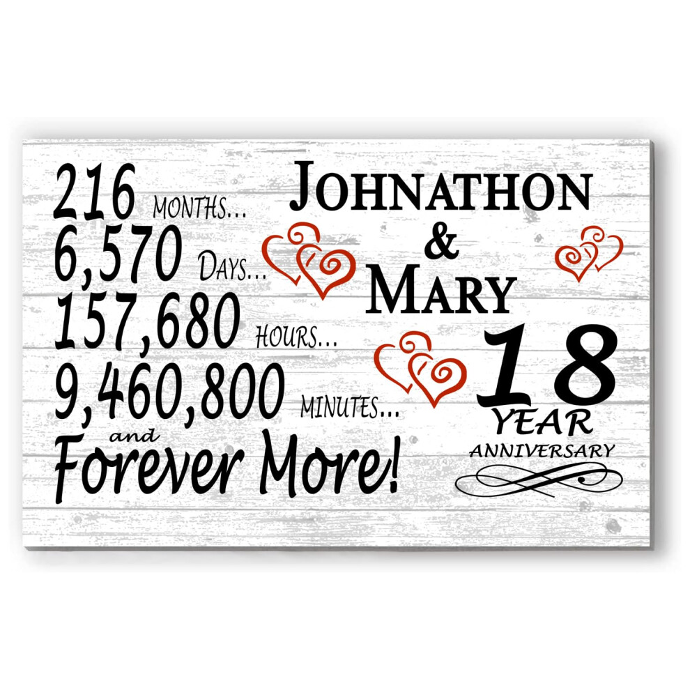 Panneau personnalis    pour anniversaire de 18 ans Cadeau pour 18e anniversaire de mariage Pour couple Minutes Jours Ann   es Bois massif 165i
