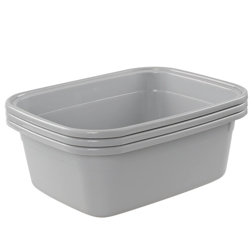 Sandmovie 18 Quart Πλαστική Λεκάνη, Ρηχή Πλαστική Λεκάνη, 3 Συσκευασίες, Γκρι
