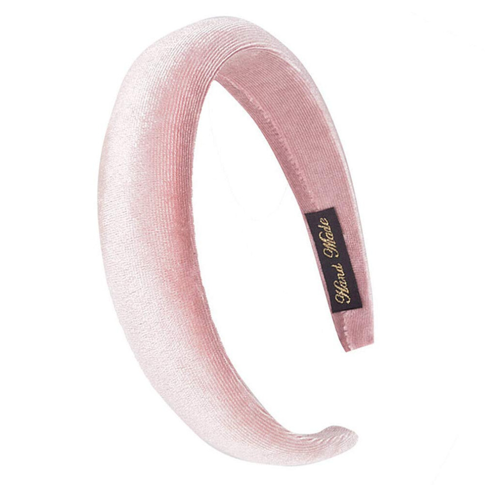 Fxqhan Padded Headbands Velvet Headband Puffy Sponge Thick Headbands Vintage Wide Headband For Women Pink