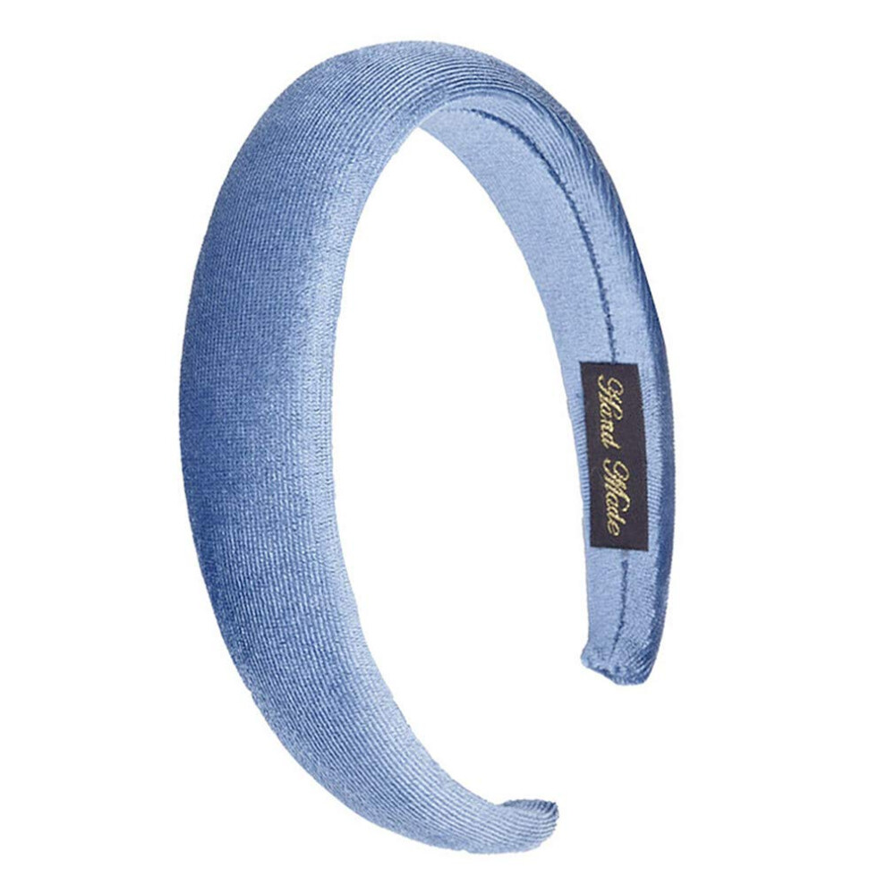 Fxqhan Padded Headbands Velvet Headband Puffy Sponge Thick Headbands Vintage Wide Headband For Women (Blue)