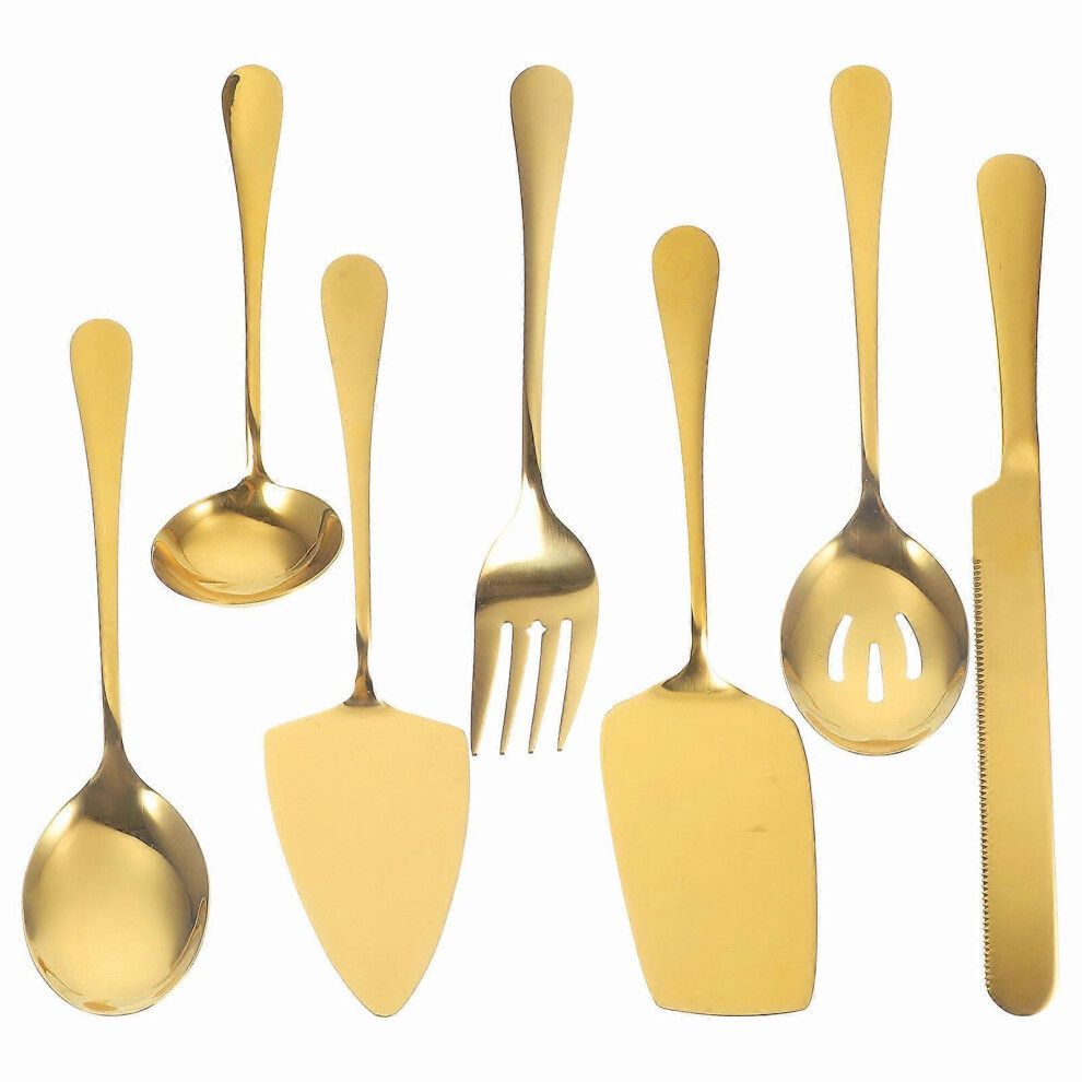 Kricely (, One Size) 1 Set Party Serving Utensil Wedding Cake Server Spatula Cutter Fork Spoons Golden