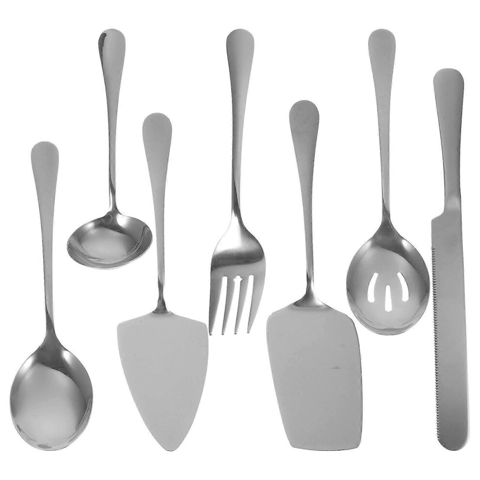 Kricely (, One Size) 1 Set Party Serving Utensil Wedding Cake Server Spatula Cutter Fork Spoons Silver