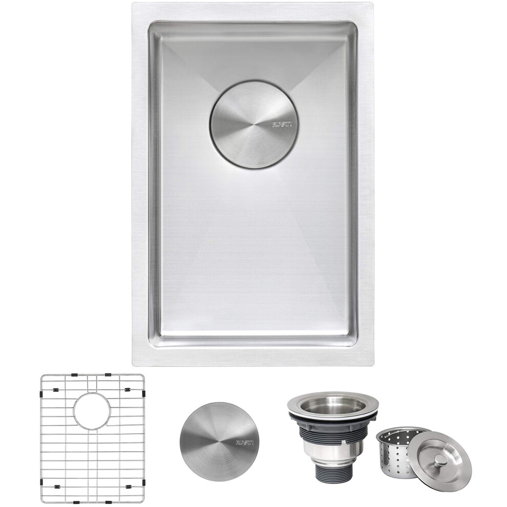 Photos - Kitchen Sink Ruvati 12 x 18 inch Undermount Bar Prep Tight Raduis 16 Gauge  Stainless Steel Single Bowl RVH7112 RVH7112
