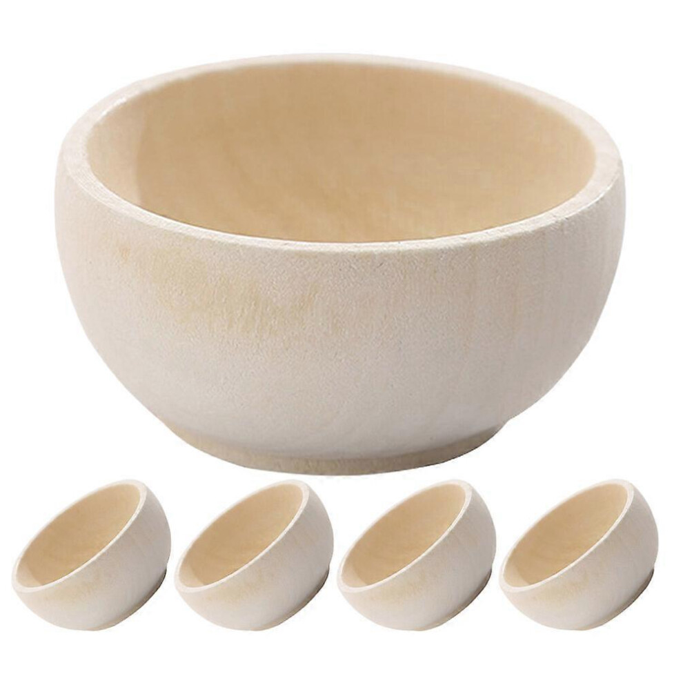 Kricely (As Show, One Size) 5Pcs Blank Wood Bowl Mini Wooden Blank Bowls Unfinished Wood Playthings Diy Decors