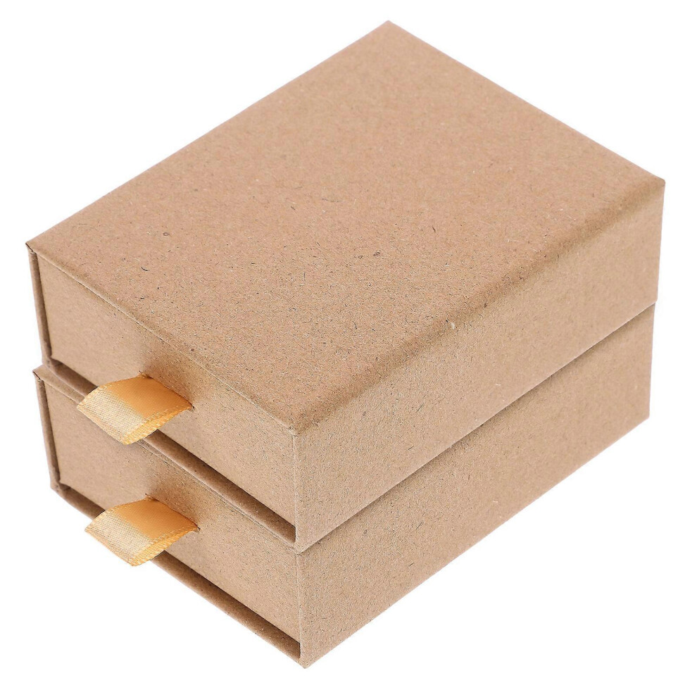 Kricely (As Show, One Size) 2Pcs Small Jewelry Gift Boxes Necklace Ring Boxes Kraft Papers Jewelry Packaging Box