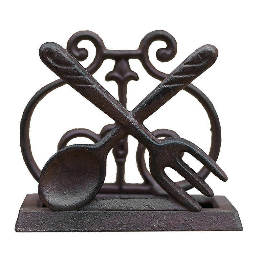 Kricely (As Show, One Size) Napkin Holder Metal Serviette Holder Fork Spoon Modeling Napkin Stand Upright Napkins Holder