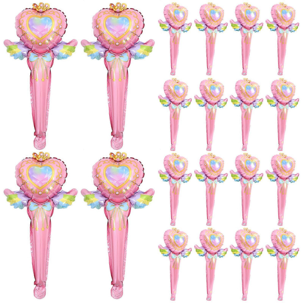 Kricely (, One Size) 50Pcs Foil Party Balloons Inflatable Balloon Wand Handheld Inflatable Balloon Party Supplies Pink