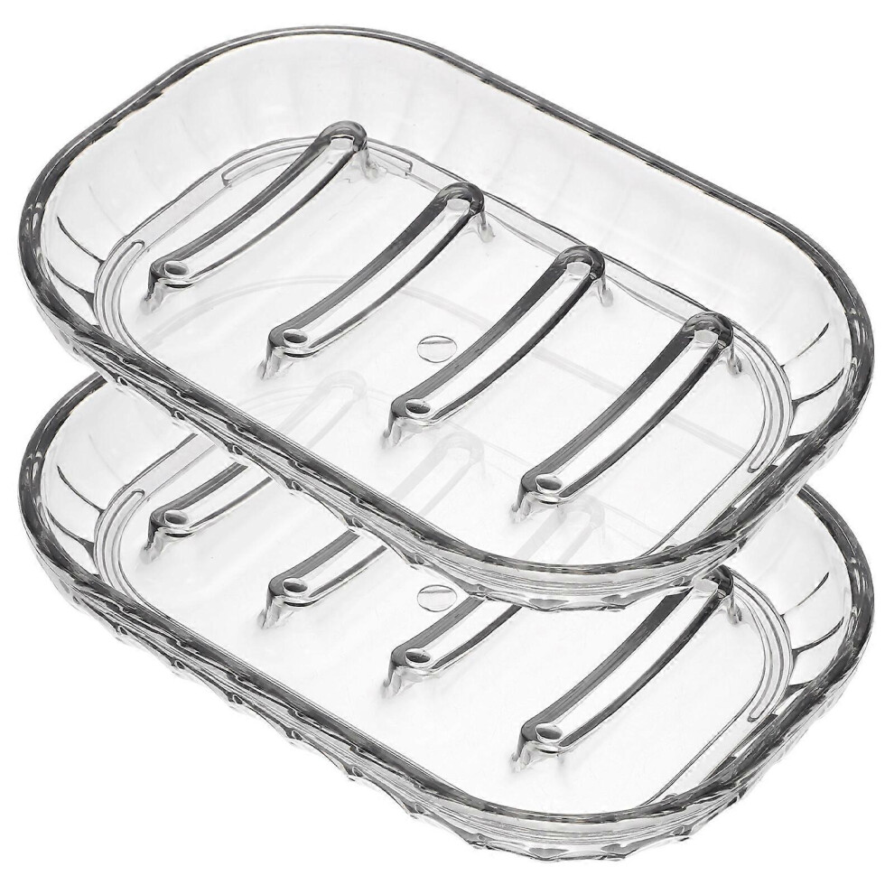 Kricely (As Show, One Size) 2Pcs Soap Dish Holder Bathroom Soap Dishes Bar Soap Holder Tray Soap Dishes For Shower