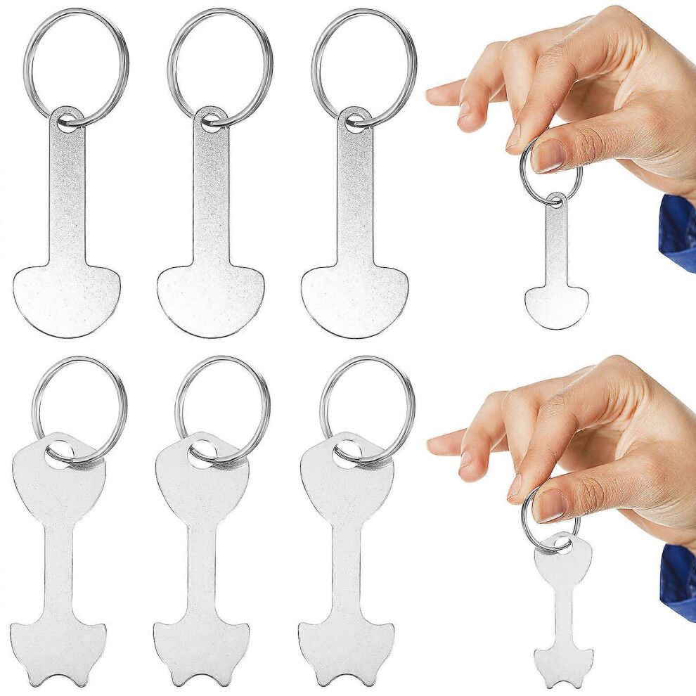 Kricely (As Show, One Size) 6 Pcs Shopping Trolley Tokens Cart Quarter Keychain Trolley Token Keychain Shopping Trolley Token Key Ring