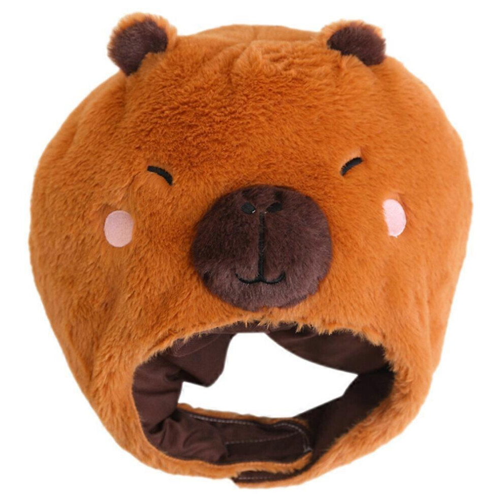 Kricely (As Show, One Size) Capybara Plush Headgear Party Costume Headwear Plush Animal Hat Performance Photo Prop