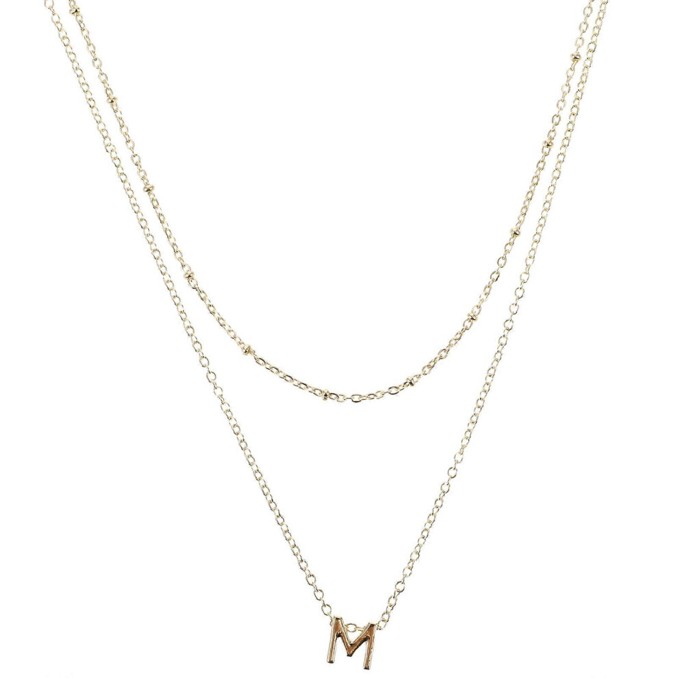 Kricely (As Show, One Size) Letter Pendant Necklace Letter Charm Necklace Letter Necklace Women Dainty Necklace(Letter M)