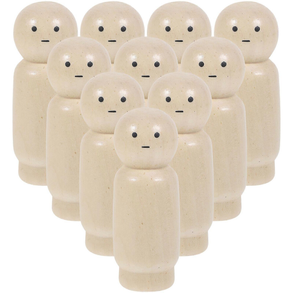 Kricely (As Show, One Size) 10Pcs Kids Diy Wooden Peg Dolls Painting Peg Dolls Unpainted Peg Dolls Kids Peg Toys