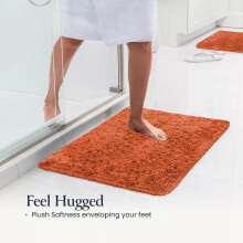 (Orange, 50 x 80 cm (1ft 8in x 2ft 11 in)) Thick Shaggy Non Slip Rugs Living Room Area Rugs Hallway Runner Round Rugs & Door Mats