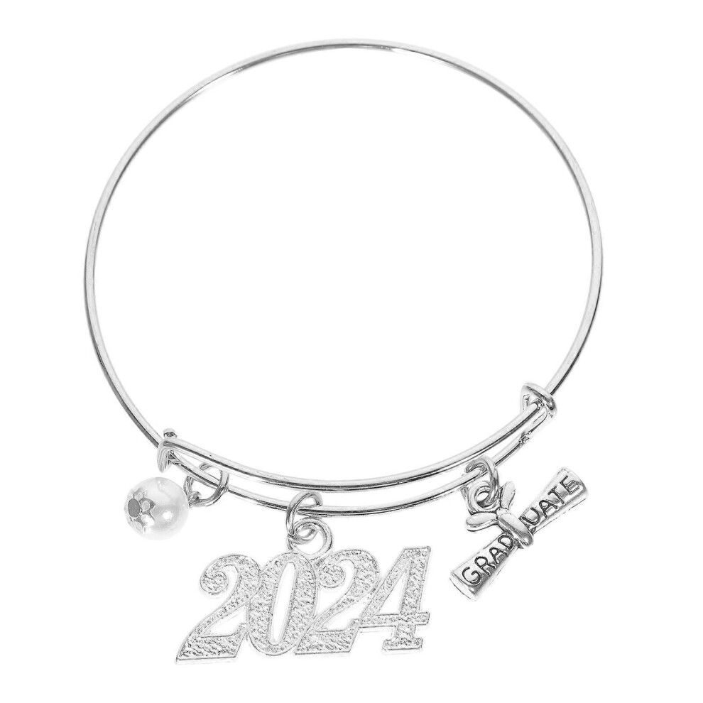 Kricely (As Show, One Size) Graduation Charm Bracelet Women Bracelet Graduate Bangle Bracelet Decoration 2024 Graduation Bracelet