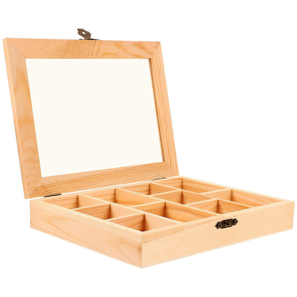 Kricely (As Show, One Size) Unfinished Wooden Box Compartment Jewelry Organizer Box Diy Wood Jewelry Storage Box With Lid