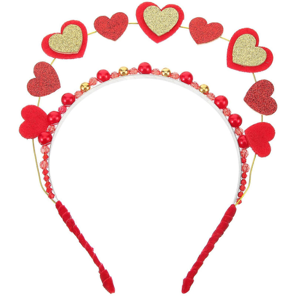Kricely (As Show, One Size) Valentine's Day Headband Glitter Love Heart Wedding Hairband Sweet Heart Hair Hoop For Kids