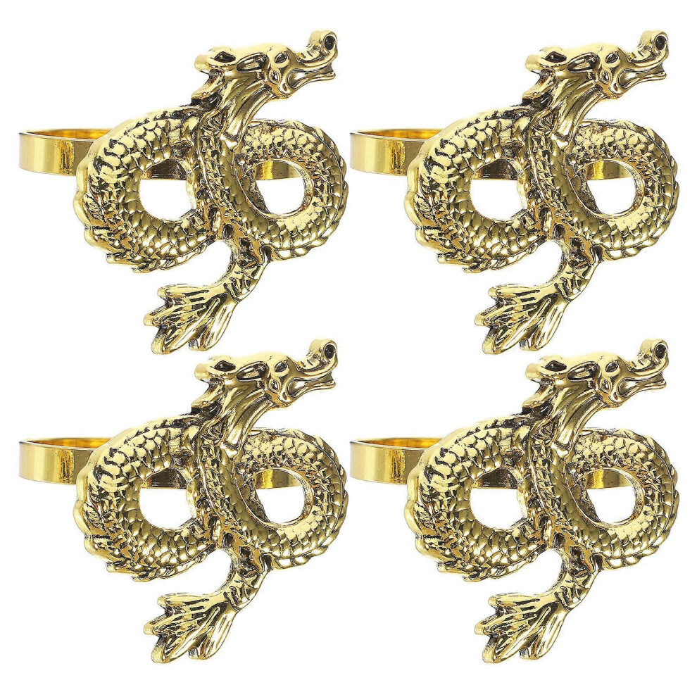 Kricely (As Show, One Size) 4Pcs Metal Napkin Buckles Napkin Rings Dragon Napkin Holder Napkin Rings
