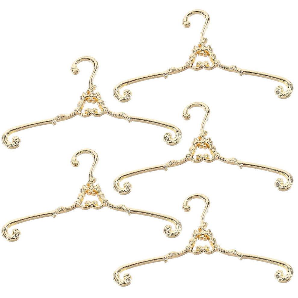 Kricely (, One Size) 5Pcs Dolls Clothes Hanger Doll Dress Hanger Miniature Hangers Doll Dress Outfit Holders Golden