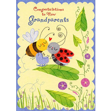 Designer Hilsen Bumble Bee og Ladybug Ny bedstefor?ldre Tillykke kort