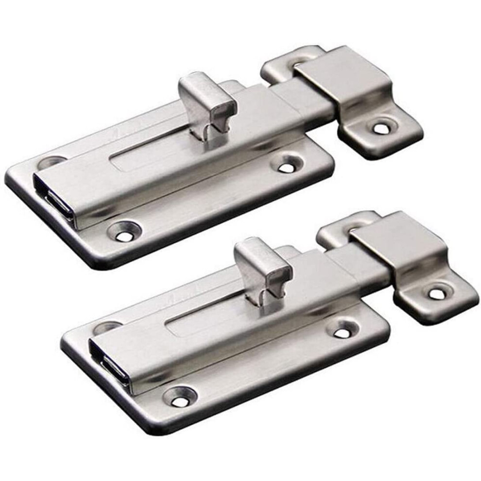 Lot De 2 Verrous De Porte En Acier Inoxydable Pour Porte Coulissante-image