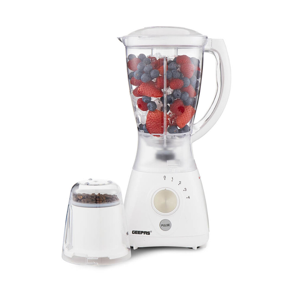 (White) Geepas 2in1 Jug Blender with Food Grinder 550W
