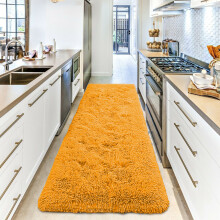 (Yellow, 80 X 300 cm (2ft 6in x 10 ft)) Thick Shaggy Non Slip Rugs Living Room Area Rugs Hallway Runner Round Rugs & Door Mats