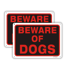 Beware of Dog Sign (pachet de 2) 10?x7? Semn reflectorizant din metal din aluminiu fara rugina 0,40 Gauri pre-forate pentru montare u?oara Acoper