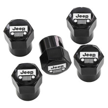 Jeep Logo Black Finish Valve Cap Covers (Black A)