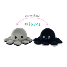Polpo Plushie reversibile (grigio-nero) Bambola Flip double-face