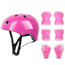 (rosa) 7 pezzi di bambini protettivo set Roller Skate casco gomito polso ginocchio Pad per skateboard ciclismo pattinaggio Scooter