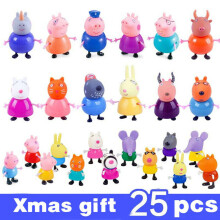 25X regalo di Natale Peppa Pig Famiglia Emily Rebecca Suzy Azione Figure Giocattolo