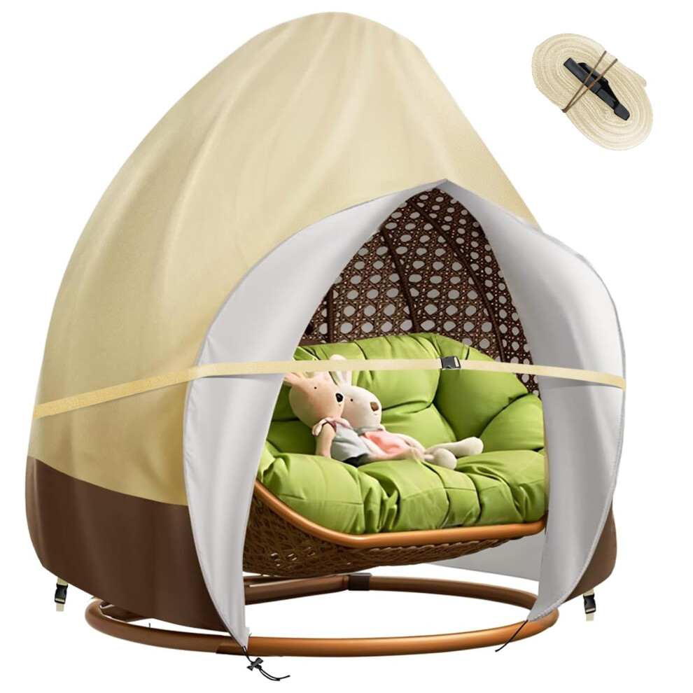 Hanging Egg Chair Cover for Double Egg Swing Chair 91X80 Inches Patio Stand Cover Wicker Egg Swing Chair Covers for Cocoon Chair