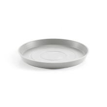Ecopots Pyöreä kierrätysmuovi Moderni sisä-/ulkoistutuslautanen - valkoinen harmaa viimeistely - 17,5"""" D x 1,4"""" H