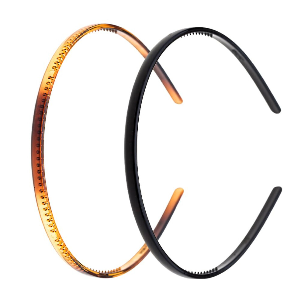 Ruihfas 2Pcs Delicate Fashion Headbands Teeth Comb Hairband Non-Slip Hair Hoops Band For Women Girls (Small)