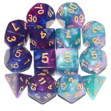 DND DICE 2 x 7Sets 14pieces Glitter Sparkle Cosmic Mixed Polyhedral DND DICE fr RPG MTG Table Game Dice