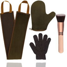 4er-Pack Selbstbrunungs-Handschuh-Applikator-Set mit Selbstbruner-Handschuh, Selbstbrunungs-Rckenapplikator, Peeling-Handschuh, flache Oberseite,