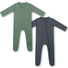 Hapiu bambu baby fotpyjama 2-pack mrk skog greendark gr 3-6 mnader
