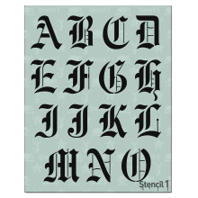 Stencil1 Letter Stencils 2 """" - Old English Calligraphy Letters & Numbers - Mylar Uppercase og sm? bogstaver til h?ndmalingstegning og sk?ring -