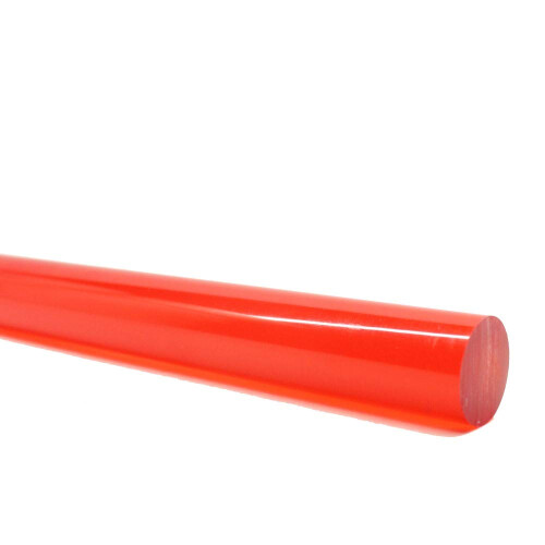 Ράβδος Ακρυλικού Lucite - 3/4" (19.05mm) x 24" (610mm) - Μία Ράβδος (Κόκκινο) 1