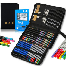 H & B 72-Piece Professional Art Pencil Supply Set Sketchbook Sketch K