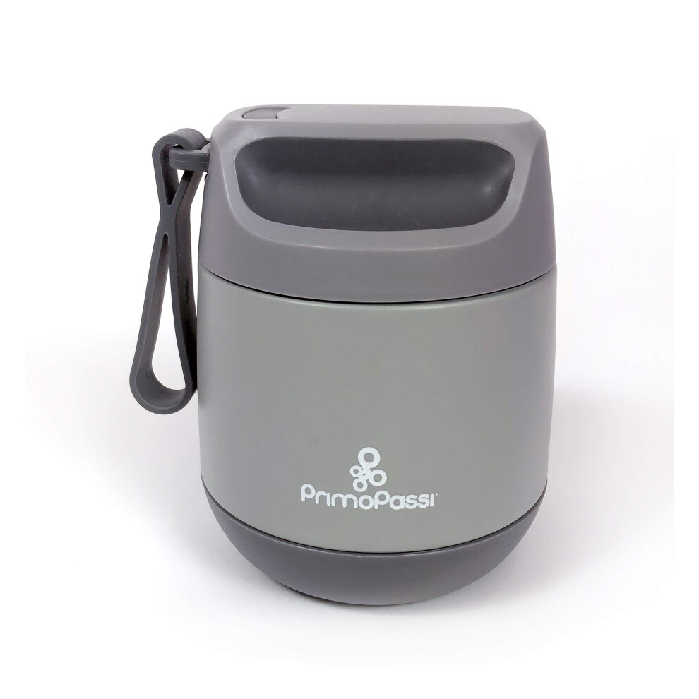 Primo Passi Insulated Food Jar 12 Ounce Stainless Steel Vacuum Insulated Kids Food Jar Gray Het Eerste Jaar