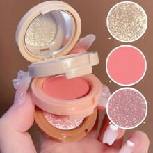 (01) 3-in-1 Makeup Palette, Matte & Pearlescent Texture Glitter Blush Highlighter Contouring 3-layer Palette