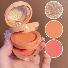 (02) 3-in-1 Makeup Palette, Matte & Pearlescent Texture Glitter Blush Highlighter Contouring 3-layer Palette