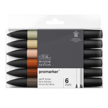Sada fixiek Winsor & Newton ProMarker, 6 kusov, zemn t ny