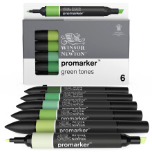 Sada fixiek Winsor & Newton ProMarker, 6 kusov, zelen t ny